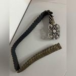 Kelli Kouri Goldtone Metal Plate Stretch Belt Crystal Flower Rhinestone Buckle Tan Photo 0