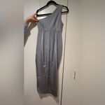 Showpo  Felt So Happy One Shoulder Satin Maxi Dress in Dusty Blue Photo 3
