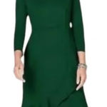 J. Jill Deep Green Long Sleeve Dress Ponte Knit Ruffle Dress Balsam Large Tall Size undefined Photo 0