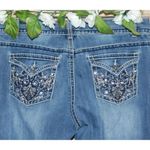 Nine West  Denim Blue Jeans Size 12 X 30 Straight Leg Embroidered Bling Boot Photo 1