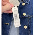 Tahari NWT  Dark Wash Denim Cropped Jacket Raw Hem Gold Buttons Size XS Photo 3