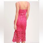 Lulu's Taliah Hot Pink Lace Midi Dress Photo 11