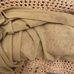 Crochet Knit Short Sleeve Boho Mini Dress / Beach Cover Up Tan Photo 8