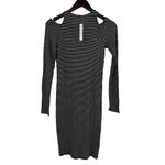 LA Made  Black White Stripe Bodycon Cold Shoulder Dress Small New Photo 3