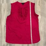 J.Crew  100% Silk Ruffle Neck Sleeveless Top Slit V Neck Hot Pink Size 12 Tall Photo 1