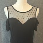 Sweet Rain Floral Embroidery Cold Shoulder Black Bodycon Dress Womens Medium Photo 1