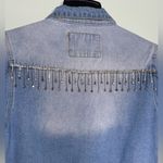 The Style Between Us Denim Fringe Rhinestone Fringe Jean Jacket Size Medium Photo 6