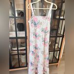 Shop The Mint NWT Eyelet floral midi dress maxi tiered ruffle embroidered square neck pastel Photo 1