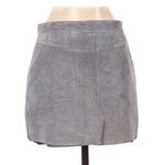 AQUA  Grey Suede Leather Lazer Cut Moto Zip Mini Skirt Womens XS Fall Classic Photo 1
