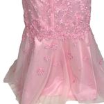 Jovani Beyond  Pink Embroidered Evening Gown 4 Lace-Up Corset Back Mermaid Prom Photo 3