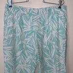 Cathy Daniels Cathy Tropical Print Capri Pants Light Blue and White Pockets Pull On Photo 1