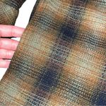 Free People NEW  Navy Tobacco Ombre Plaid Anneli Button Down Shacket Top Photo 7