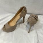Qupid  mocha tan lace up bow back 6” heels size 8 Photo 2