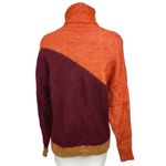 ZARA  Orange Wool Mohair Color block Turtleneck Long Sleeve Sweater Top M Photo 1