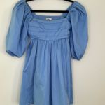 Abercrombie & Fitch Emerson Poplin Puff Sleeve Mini Dress Blue Photo 4