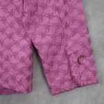 Susan Graver  Purple Embroidered Floral Scallop Notch Cotton Jacket Blazer Small Photo 5