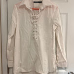Ralph Lauren  White Lace Up Collared Button Down Shirt Photo 0