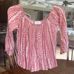 Everly Women's Coral Floral Peasant Bohemian Top Photo 1