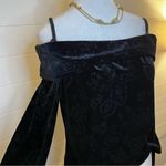 XScape Elegant Black Velvet Off-Shoulder Top Floral Detail Medium Y2K Photo 1