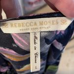 Rebecca Moses Black Watercolor Pattern‎ 100% Silk Shirt Sleeve Blouse Size Large Photo 3