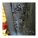 Maeve  Anthropologie Helene Sheer Peplum Blouse Sequin Detail Navy Size 6 Photo 5