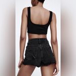 ZARA New Black High Waisted Bohemian Distressed Ripped Shorts 100% Cotton Size 8 Photo 1