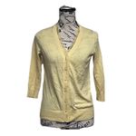 Ann Taylor  Butter Yellow Button Front Cardigan Sweater Women SP Cotton Coquette Photo 1