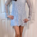 Light blue lace mini dress with long sleeves Size L Photo 0