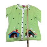 Bobbie Bell Bright Green Dog Novelty Cardigan Sz M St Bernard & Spaniel in Dogho Size M Photo 7