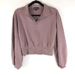 Almost Famous Womens Sweatshirt Cropped 1/4 Zip Puff Sleeve Mauve Purple S Photo 0