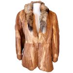 Vintage Red Fox Fur Jacket with fox tails neck Orange Size M Photo 13