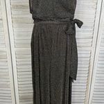 Torrid Sleeveless Wide Leg Jumpsuit Black w Silver & Gold Glitter Pinstripes-1X Photo 0