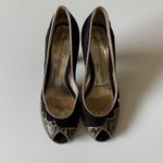 Marc Jacobs  Peep Toe Heels Black Suede Snake Print Size‎ 37 Photo 1