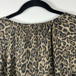 Michael Kors Animal Print Blouse Shirt Tan Black Peasant Flowy Ruffles Sz Large Photo 9