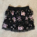 36.5 2 cute brand black floral ruffle mini skirt Photo 1