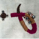 Anthropologie  Beaded Monogram “J” Bag Purse Miss Albright Embroidered Pouch Photo 2