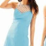 Lilly Pulitzer  larina gold blue eyelet tank dress size 8 Photo 1