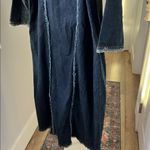 Vintage Prairie Boho Denim Long Sleeve Lace Up Blue Midi Dress Size 1X Photo 5