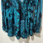 Bob Mackie Vintage wearable art wrap shirt y2k Black Blue Beaded V Neck Long L Photo 3