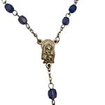Blue Beaded Rosary Necklace Crucifix and Mary Centerpiece Christian Catholic Photo 3