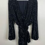 Jay Godfrey NEW  Belted Sequin Romper Womens 6 Black Long Sleeves Photo 0
