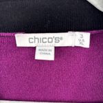 Chico's Sweater Jacket Womens XL Purple Black Contrast Trim Cardigan Button Photo 7