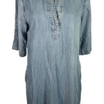 Andrea Jovine Andrea‎ Jovine Chambray Tencel Shirt Dress Blue Small Lightweight V-Neck Pockets Photo 0