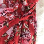 WAYF  Red Floral Print Chiffon Midi‎ Dress Ruffle Off The Shoulder Size Small New Photo 8