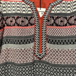 THML NWT  Mixed Print Blouse Orange Suede Accents Long sleeve size S Photo 1