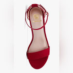 NEW Open Toe Low Chunky Short Heels Ankle Strap Block Wedding Pump 7.5 Red Photo 5