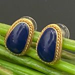Vintage EDGAR BEREBI Navy Blue Cabochon Gold Photo 4