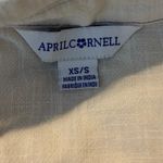 April Cornell Size XS S Stockholm Tunic Top Button Front Embroidered Cream Purple Photo 3