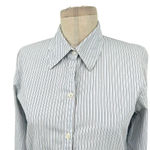 James Perse  Blue White Pinstripe Button Down Top Size 2‎ / Medium Photo 1