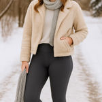 Black Cat Logo Fleece Lined Gray Leggings Super Warm Cozy Winter Pants Sz Small Photo 0